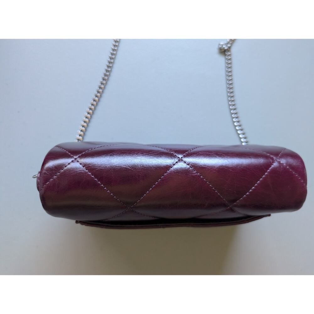 Tory Burch KIRA DIAMOND Quilt Distressed Crossbody Dark Carmine - Picture 8 of 16